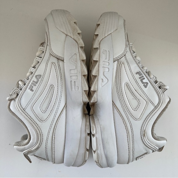 Fila Disruptor 2 White Leather Chunky Platform Sneakers Size 7.5 - Picture 4 of 8